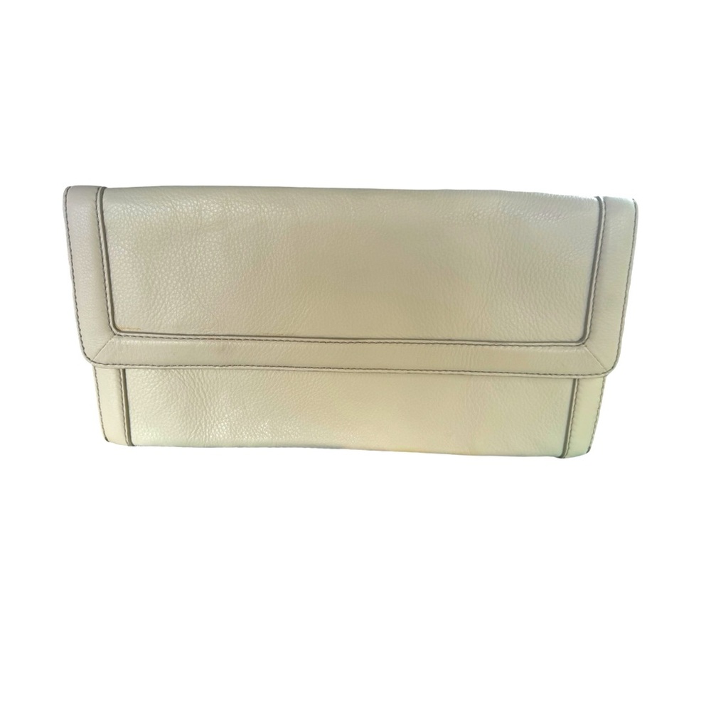 Banana Republic Women's Genuine Leather Handbag Clutch in Bone White.